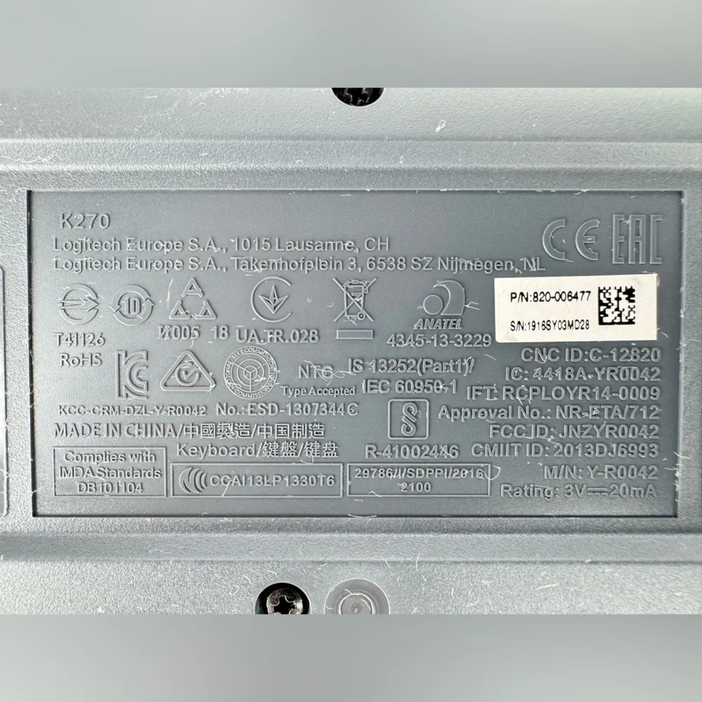 Logitech 270 Wireless Keyboard Missing Dongle